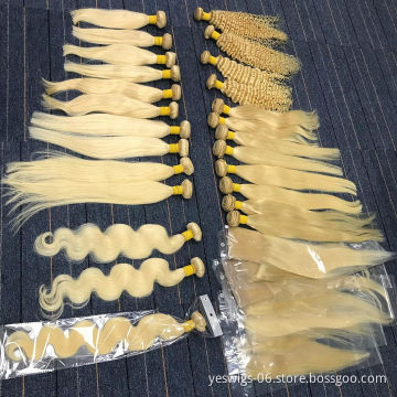 Yeswigs Blonde Hair Bundles Pre Colored Ombre 10A Quality Hair Cuticle Aligned Virgin 613 Blonde Brazilian Human Hair Extension